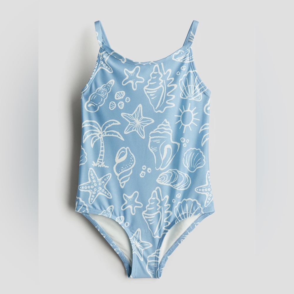 H&M Light Blue Seashell One Piece Swimsuit